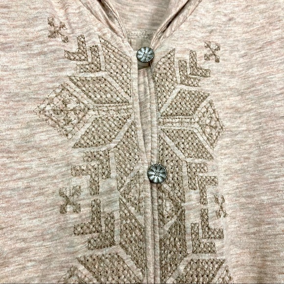 J. Jill Embroidered Knit Top Women’s Size M Button Front Long Sleeves Fairisle - Picture 3 of 9